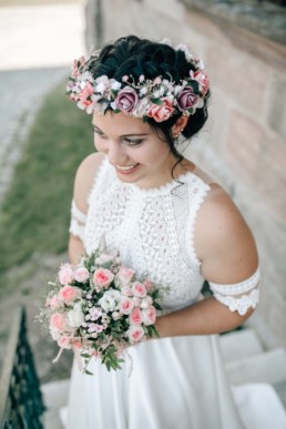 Braut Brautstrauß Blumenkranz