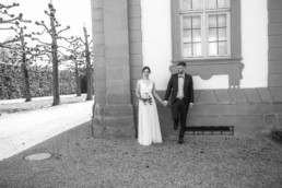 schwarz weiß Foto der Hochzeit in Bamberg in Hochzeitslocation Schloß Seehof